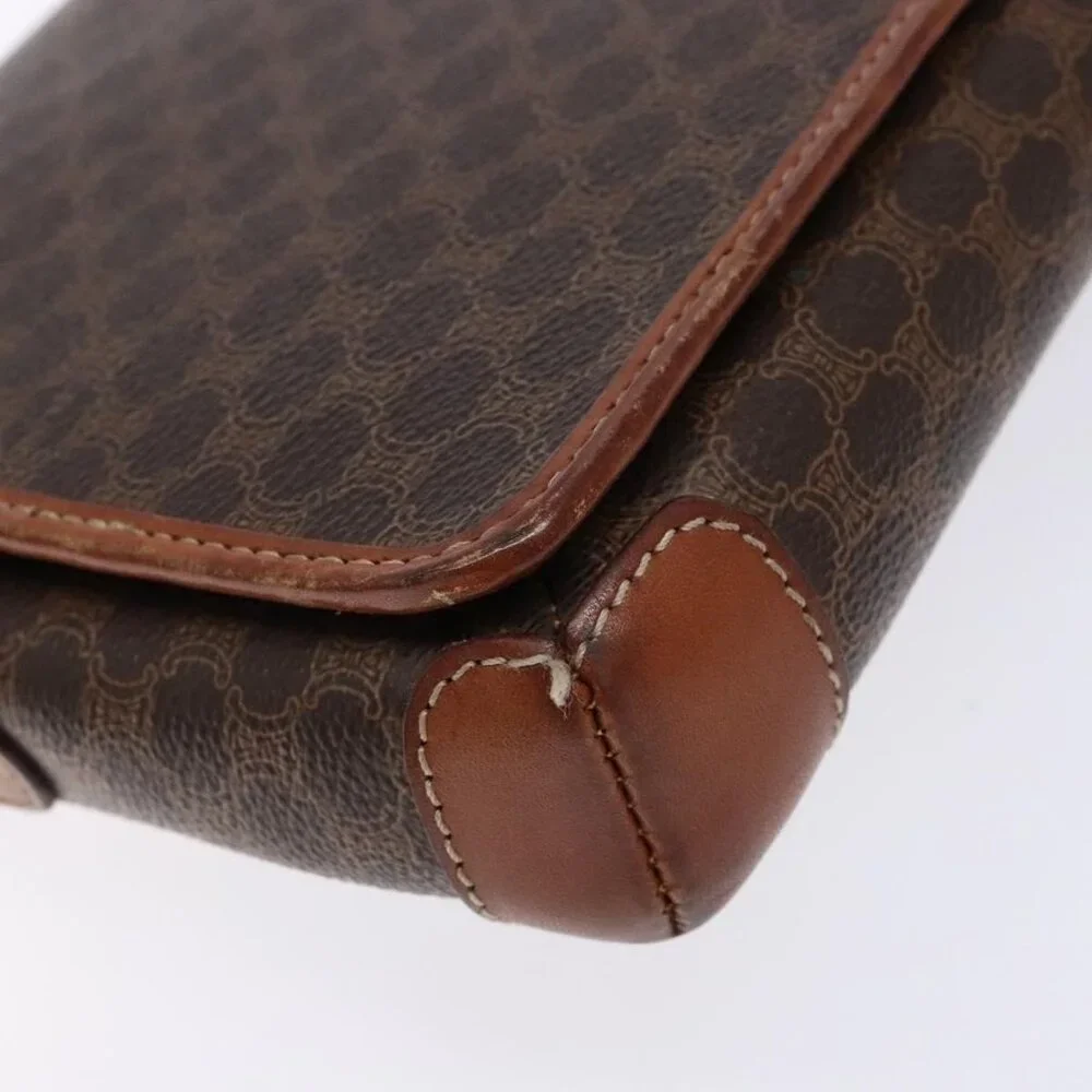 Authentic CELINE Macadam Canvas Shoulder Bag PVC Brown Gold - Picture 8 of 16